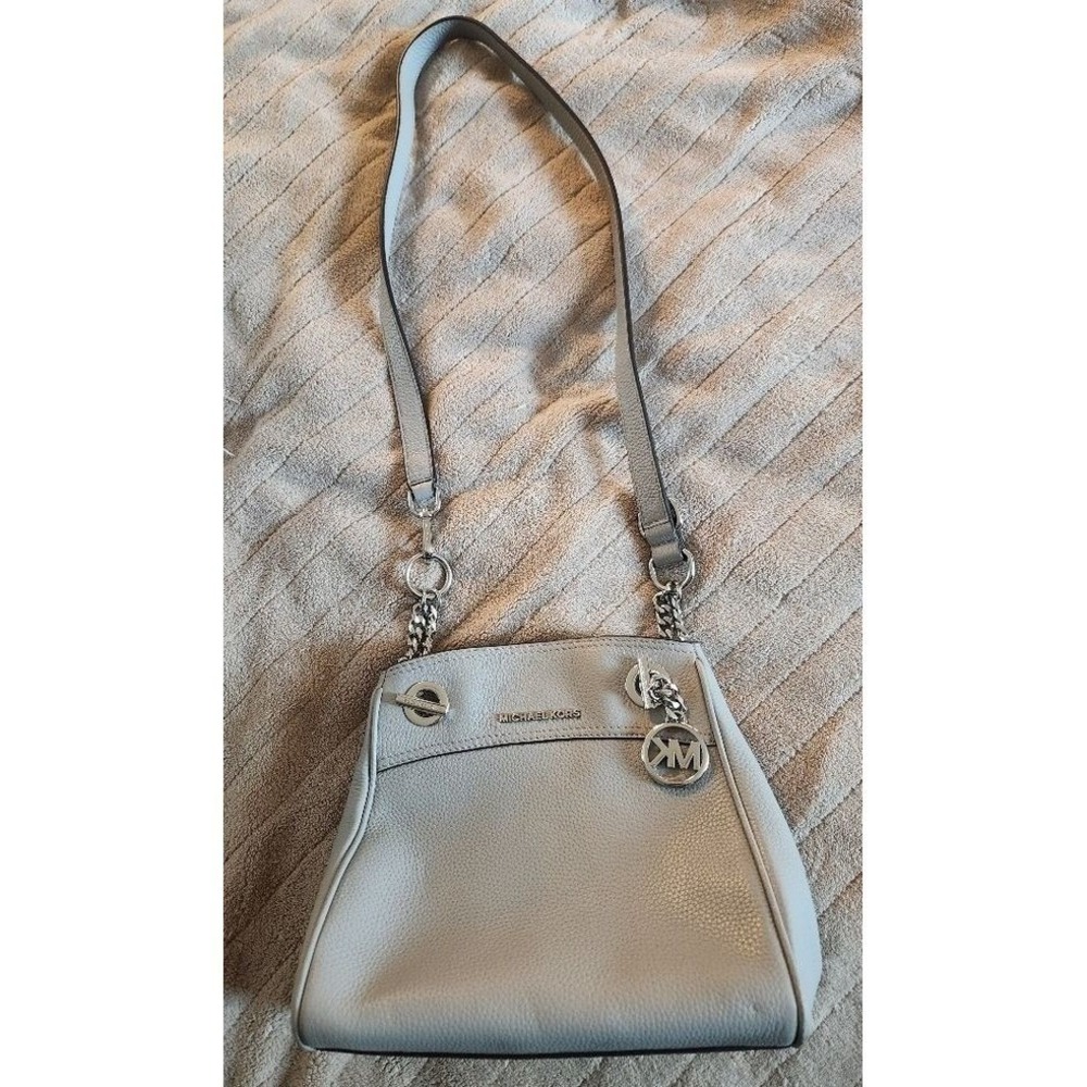Michael Kors Jet Set Chain Legacy Sm Shoulder Pebbled Leather Gray Bag